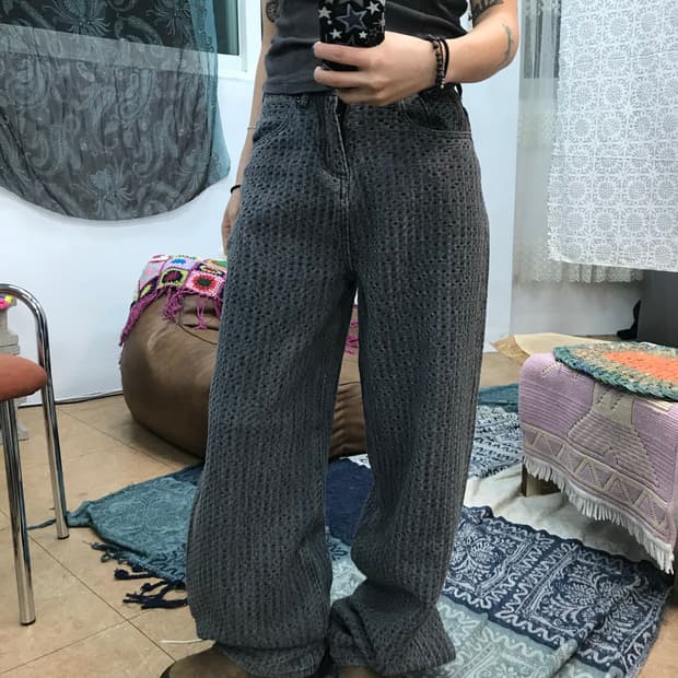 빈티지 여성 디테일 흑청 데님팬츠 