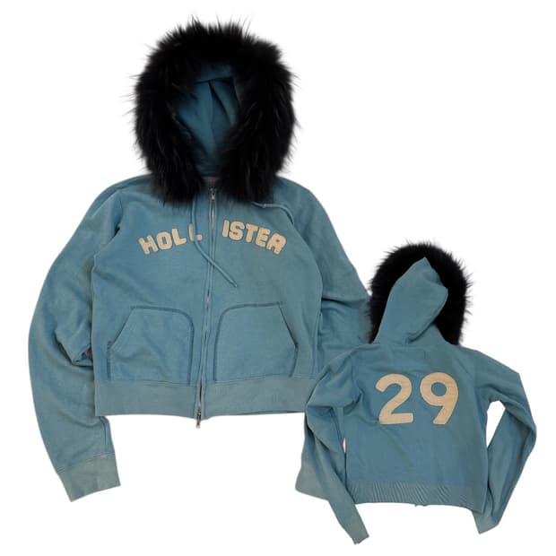 희귀컬러) 홀리스터 y2k 울프죠 퍼 후드집업 스카이블루