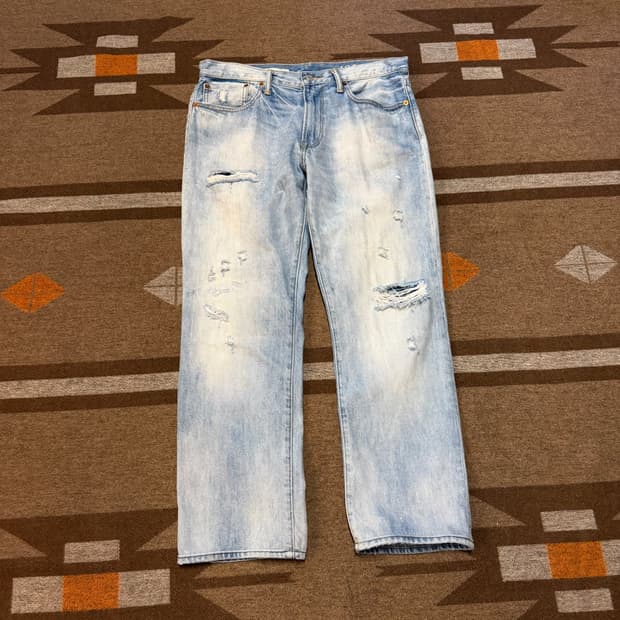 Gap 갭 00s 데미지 워싱 데님 팬츠 33 연청 디스트로이트