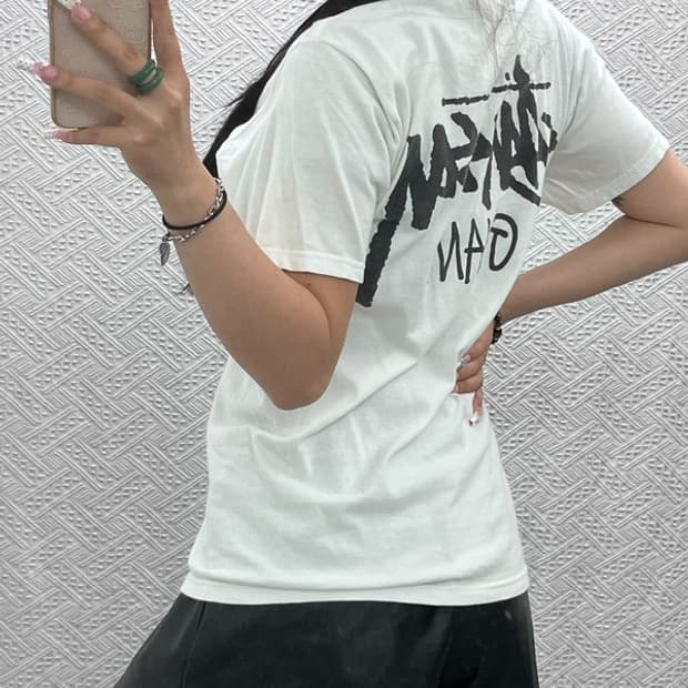 스투시 빈티지 캐주얼 스트릿 괌 레터링 반팔티 S C13825