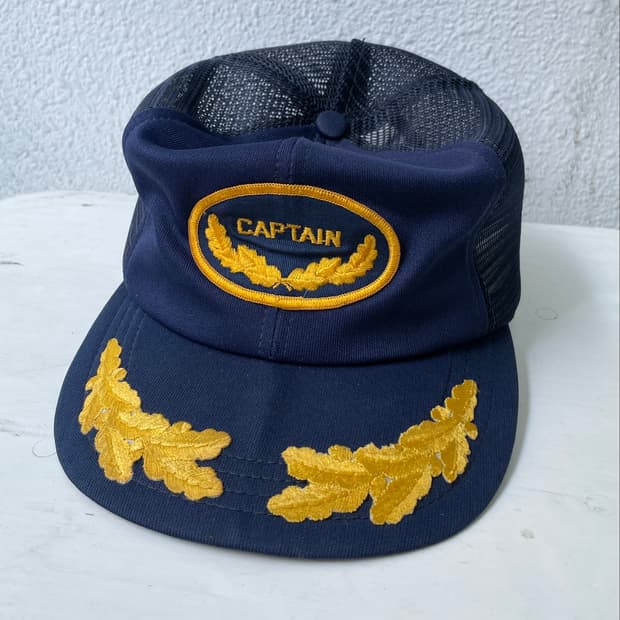80s Captain 패치 월계수 브림 메쉬캡