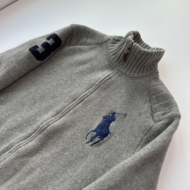 폴로 랄프로렌 램스울 투웨이 엘보 패치 풀집업 M