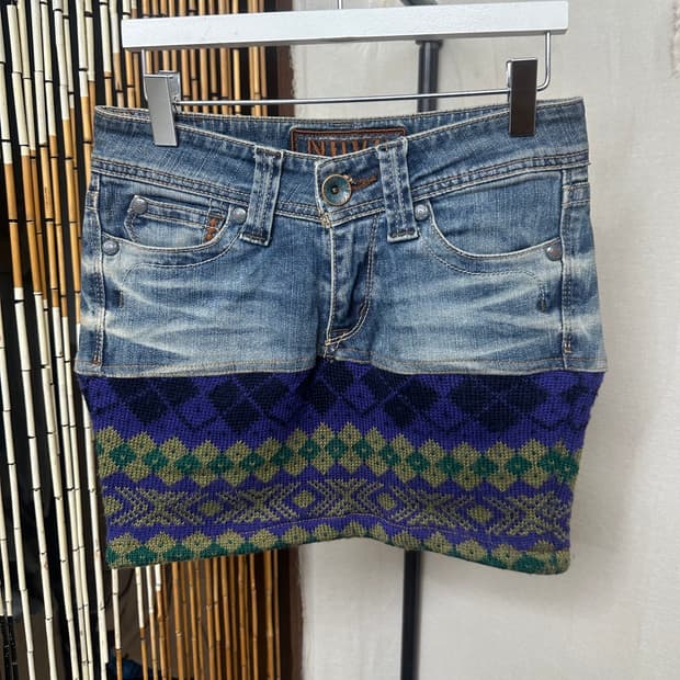 nuve denim knit skirt