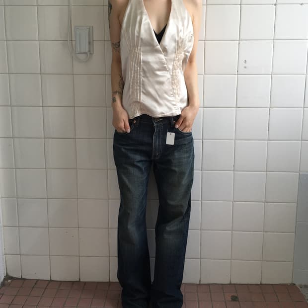Glossy holter neck sleeveless