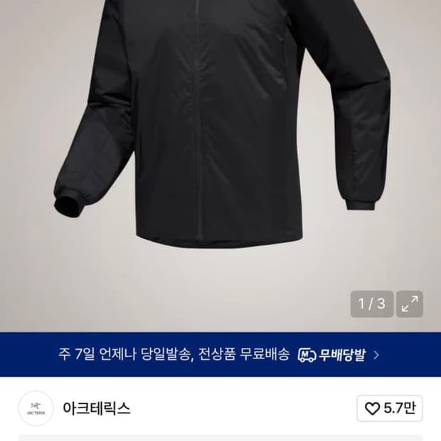 아크테릭스 아톰후디 블랙 L