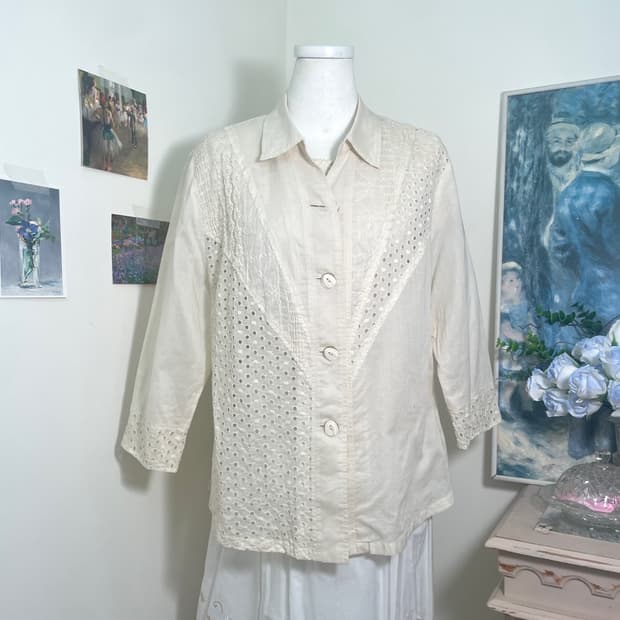 butter ivory punching cotton summer jack
