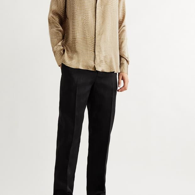 [강동원님 착용] 생로랑 21ss 폴카닷 베이지 실크 셔츠