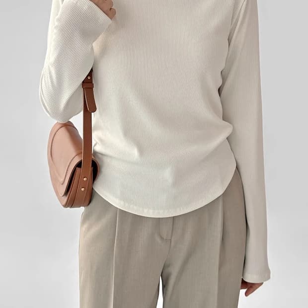 보트넥 골지 기본 기모 이너 긴팔 티