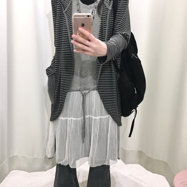 stripe hoodie cardigan