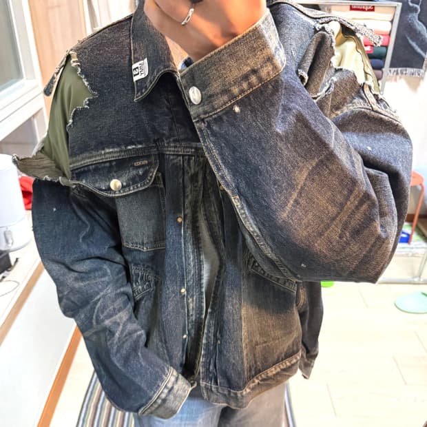 미하라야스히로 레이어드 봄버 데님 자켓