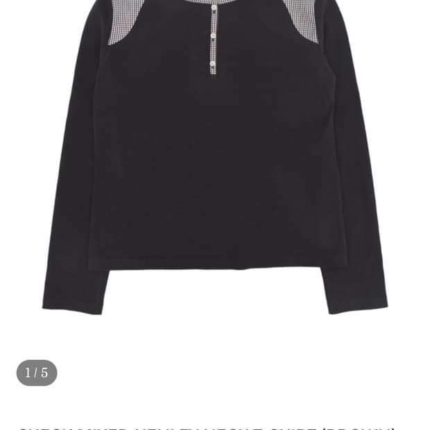 더뮤지엄비지터 check mixed henley neck T