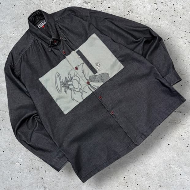 [50] PRIANI 이태리 옴므 트위티 블랙 데님 셔츠 D629