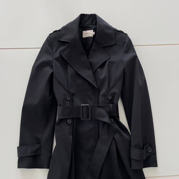 REISS 리스 여성S 벨티드 블랙 트렌치 코트