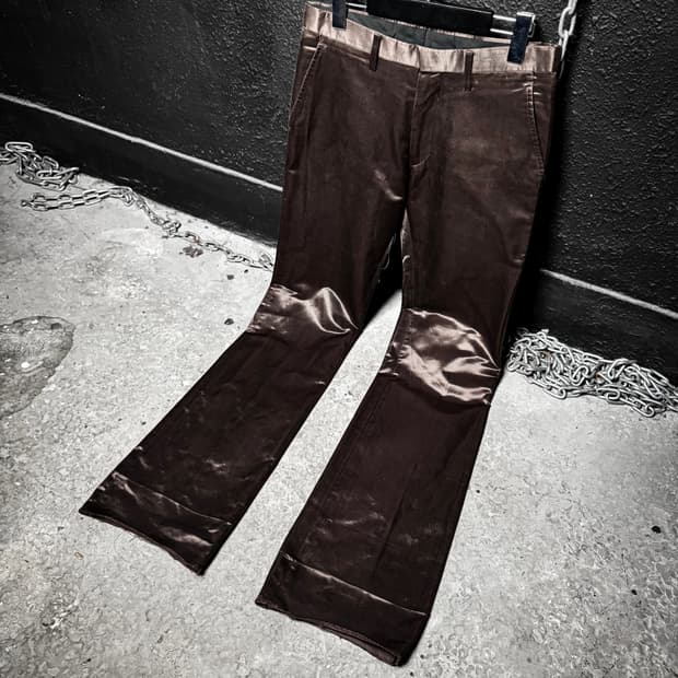 Brown satin Sammy boot-cut Pants
