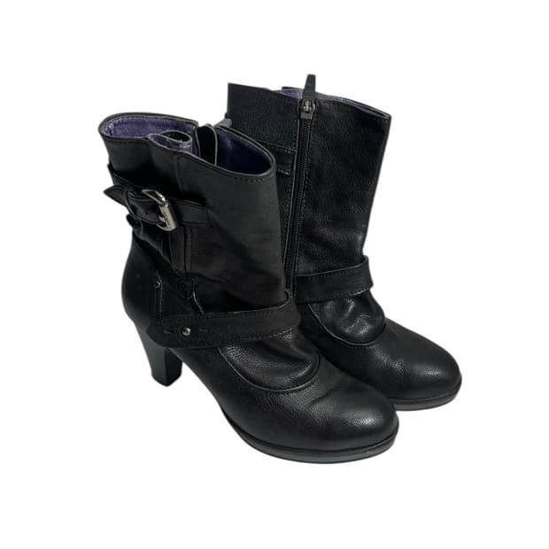 Anna sui 블랙 스트랩 힐 부츠 230