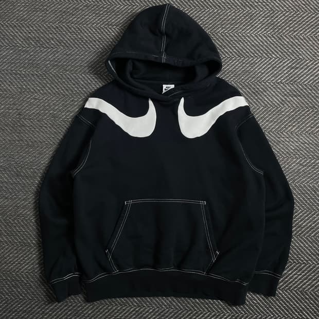 나이키 신형 더블 스우시 블랙 후드 티셔츠o 4433