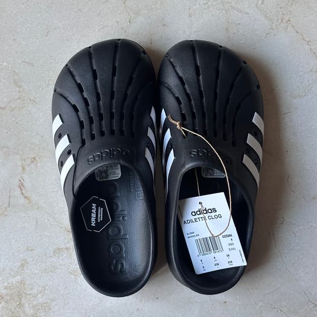 아디다스 아딜렛 클로그 슬리퍼 블랙 235