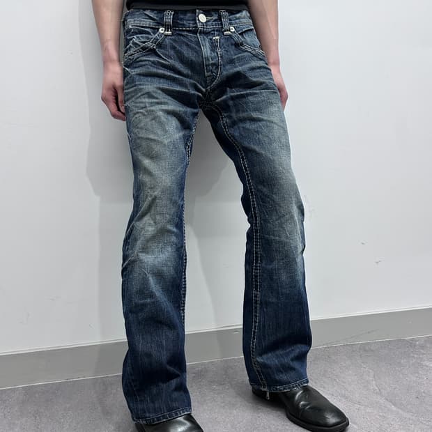 버커루 하드 워싱 데님 팬츠