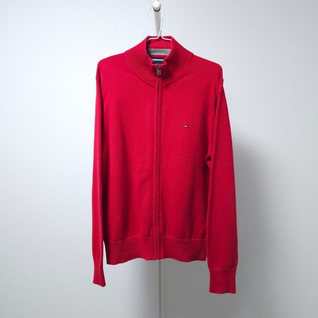 타미힐피거 레드 코튼집업 M