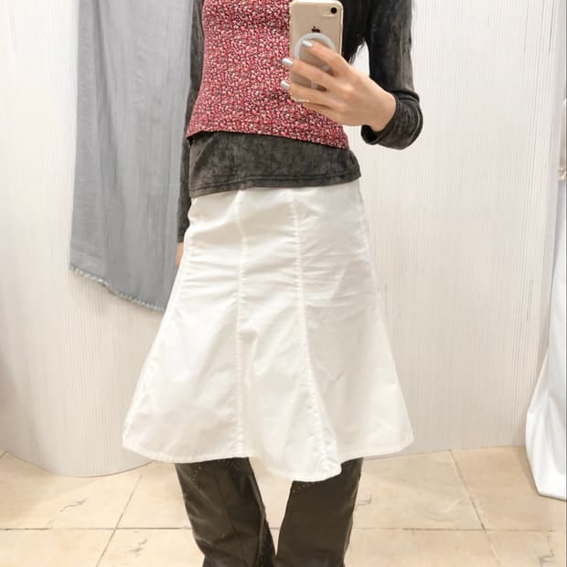 White flare skirt
