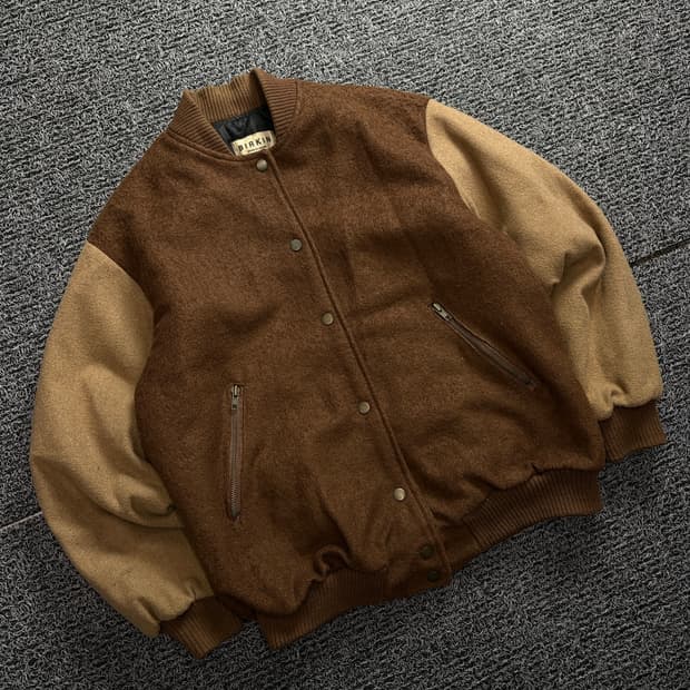 Birkin 빈티지 모직 바시티 자켓 브라운 1629
