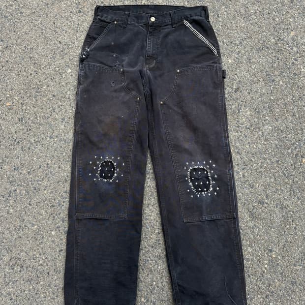 Carhartt B136 블랙 더블니 사시코 팬츠