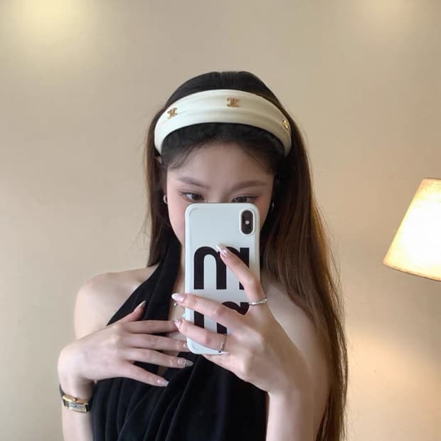 셀린느 실크 헤어밴드 화이트