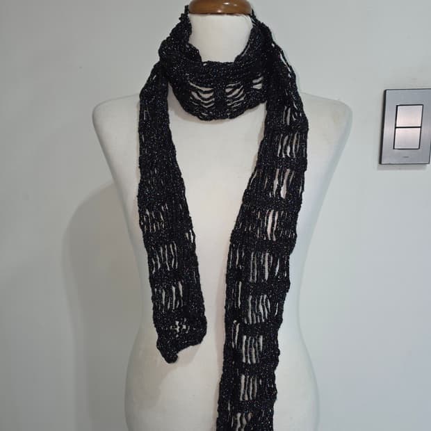 일본빈티지)블랙 y2k 오네갸루 글리터 모리걸 니트그물망 머플러목도리