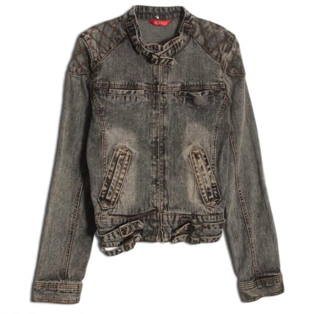 W.A.Z.P grunge denim bike jacket