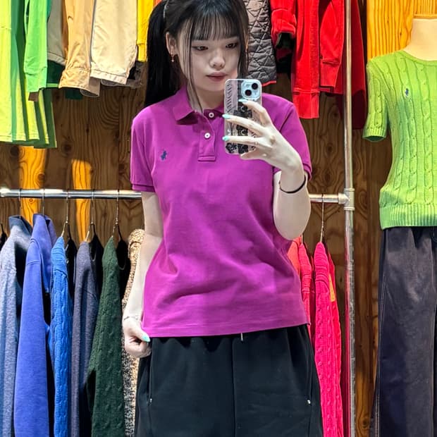 M 폴로랄프로렌 클래식핏 딥퍼플 카라 반팔