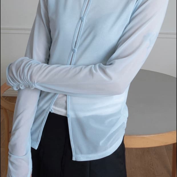 우화 wrinkle mesh cardigan 우화 가디건