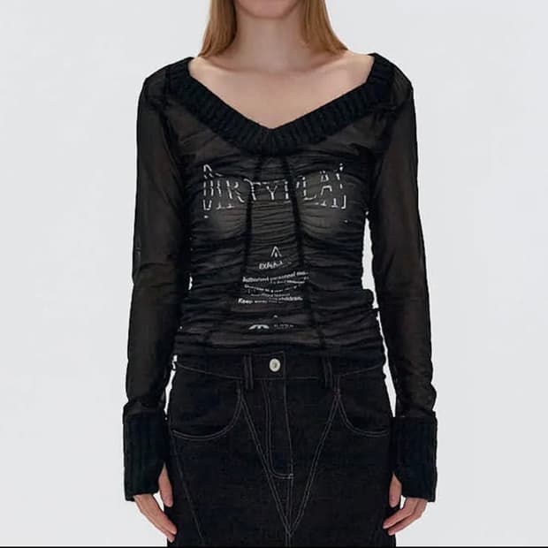 2000아카이브 SHIRRING MESH TOP 하투하 이안 착용