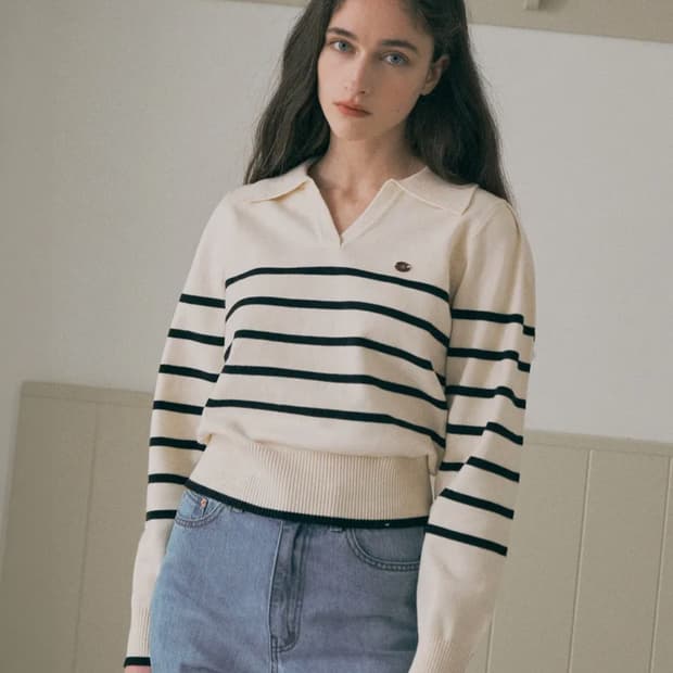 rolarola 로라로라 퍼프슬리브 스트라이프 니트(F)