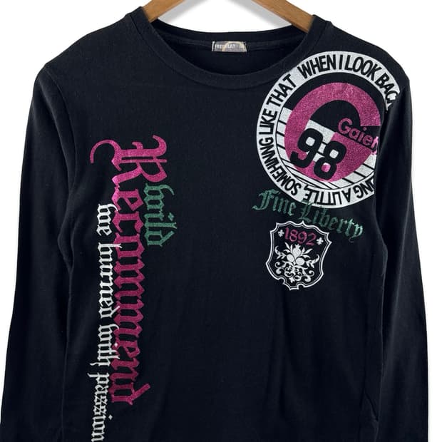 JPN Y2K 레터링 글리터 프린팅 롱슬리브2179