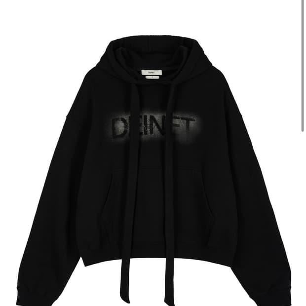 다이닛 리본 스트링 포인트 후드티 블랙