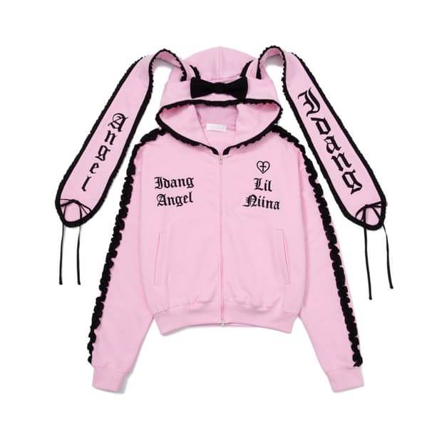 아이당 클럽 idang club 우사기 후디 후드집업 핑크 블랙