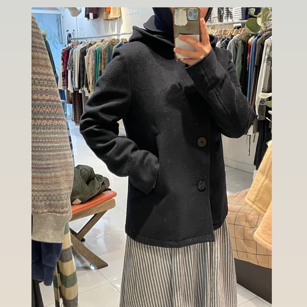 Coen 둥근카라 후드울코트