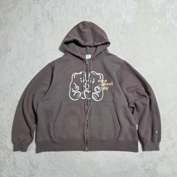(S)여성 나이스고스트클럽 베어 로고 후드집업
