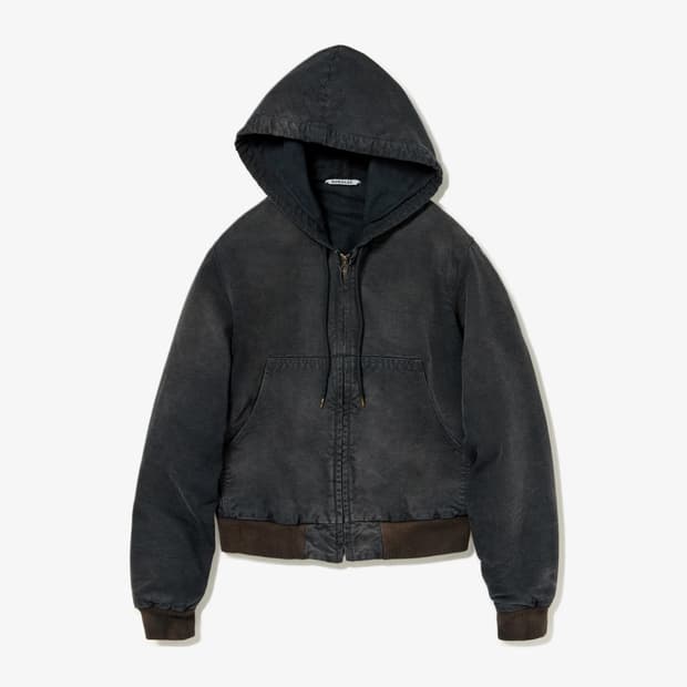 새상품) 오라리 프로덕트 다이드 오가닉 코튼 덕 숏 후드 집업 파카