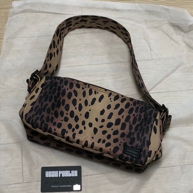 헤드포터 레오파드 사각 나일론 숄더백 핸드백 가방