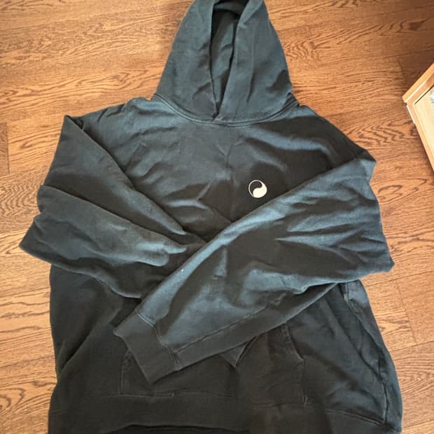 스투시x아워레가시 음양 피그먼트 다이드 후드 블랙 XL