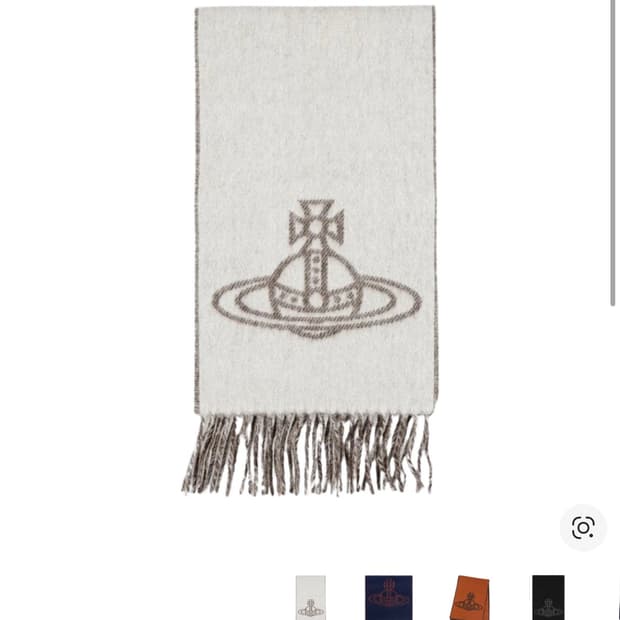 (W) 비비안 웨스트우드 더블 로고 머플러 오프 화이트