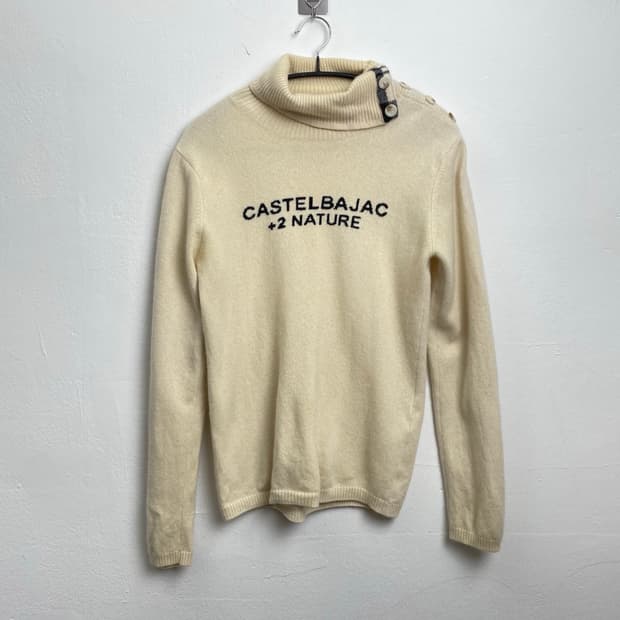 까스텔바작 Castelbajac 아이보리 버튼 하프넥 로고 니트 2