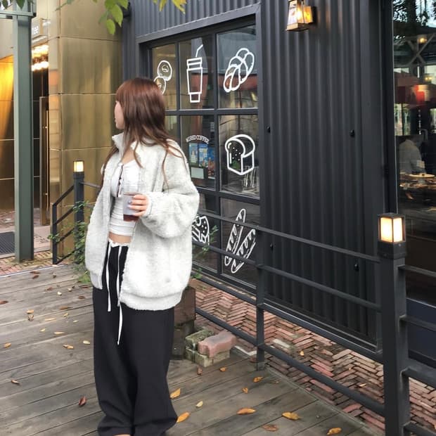 아워캐비넷 mochi over zip up (gray)