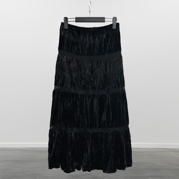 빈티지 벨벳 롱 스커트 