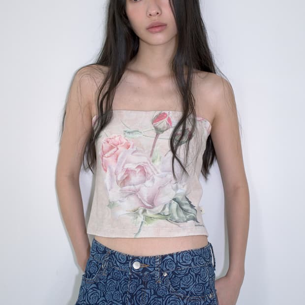 오버듀플레어 FLORAL TERRY TUBE TOP