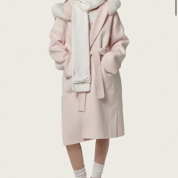 (미개봉) 클리시어 베이지 리본 머플러 화이트