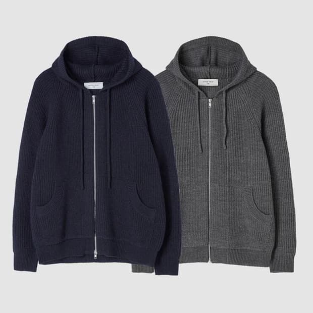 애프터프레이 컴포트 후디 집업 니트 그레이 M