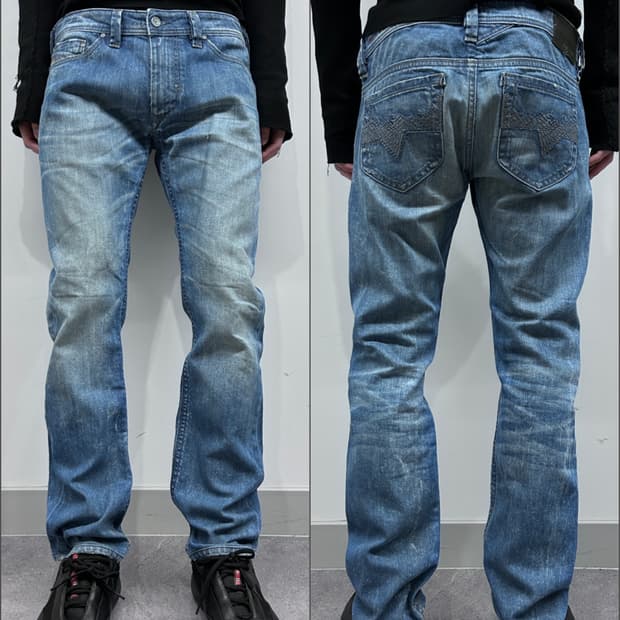 디젤 Thanaz 디스트레스드 워싱 데님