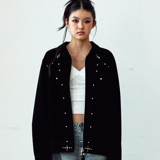 더바이닐하우스 스터드 스웨이드 자켓 블랙 M 새상품